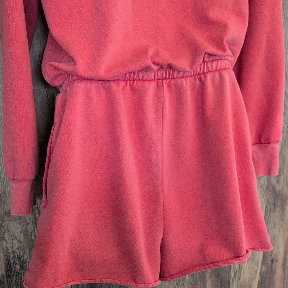 Aerie Pink Long Sleeve Cut Neck Sweatshirt Jumpsuit Romper S              Q121 - Picture 5 of 8